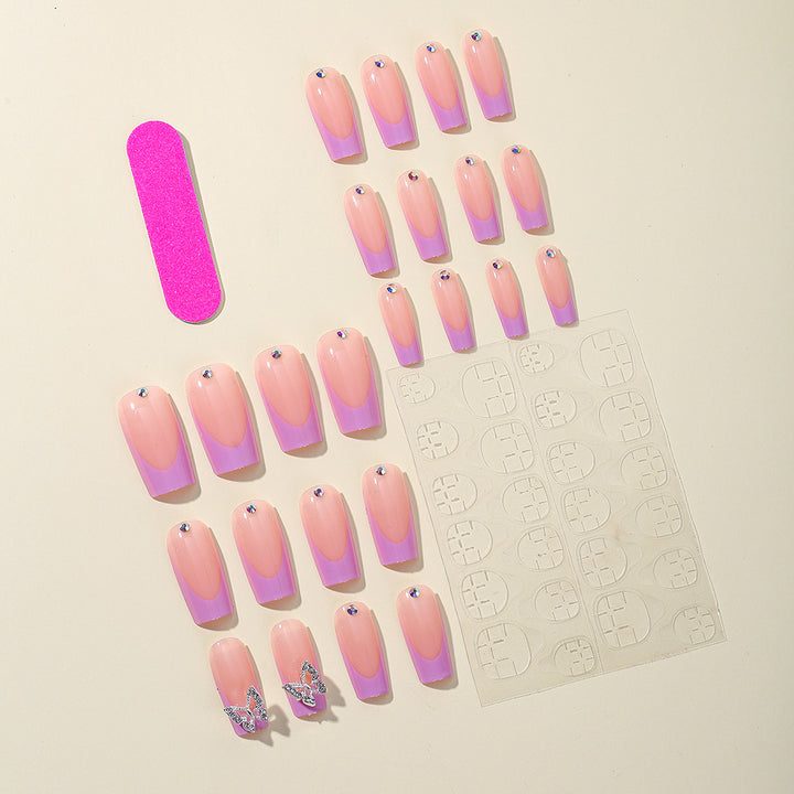 Elegant Butterfly-Inspired Acrylic Nail Art Extensions Bowlift