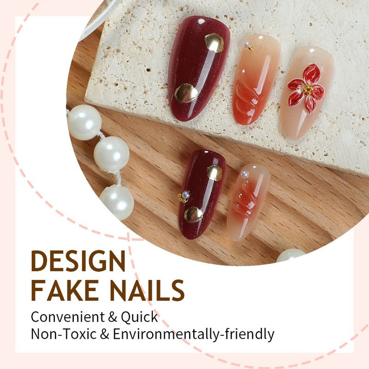 Acrylic nail set with elegant floral accents and glitter details Bowlift