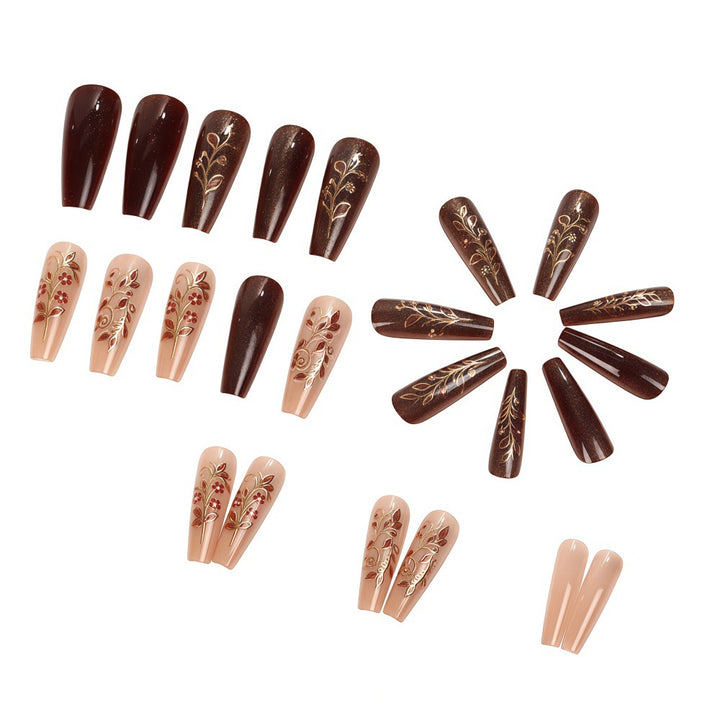 Artificial nails with elegant floral decorations Bowlift