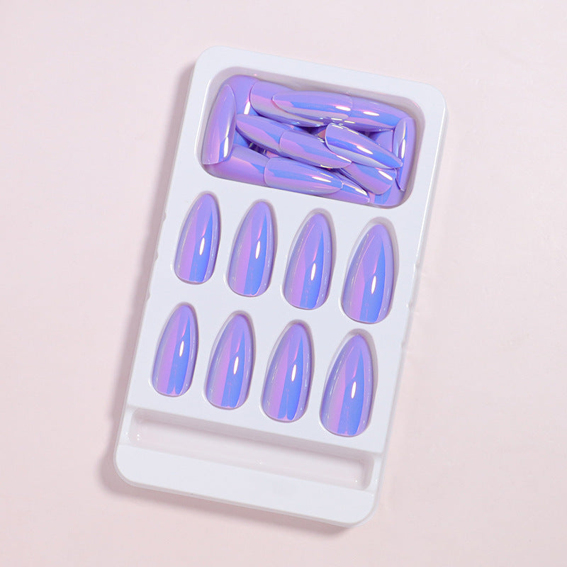 Glossy Press-On Nails Set with Iridescent Finish Bowlift