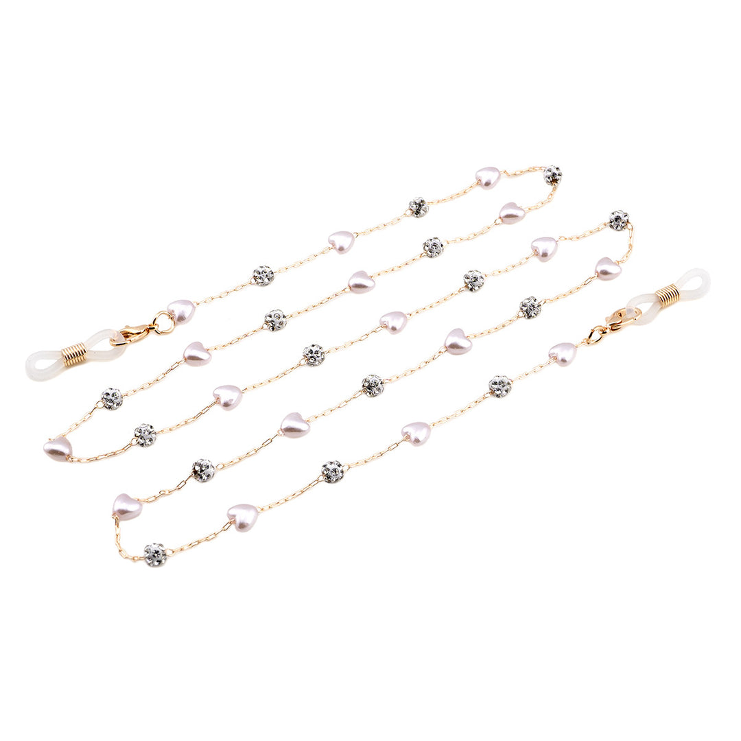 Elegant Crystal and Pearl Eyewear Chain Bowlift
