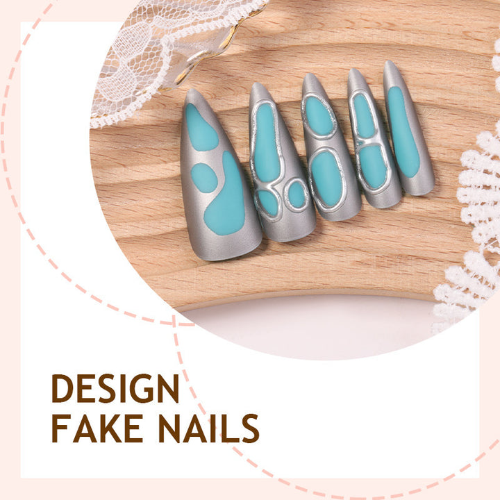 Acrylic nail set with modern geometric designs Bowlift