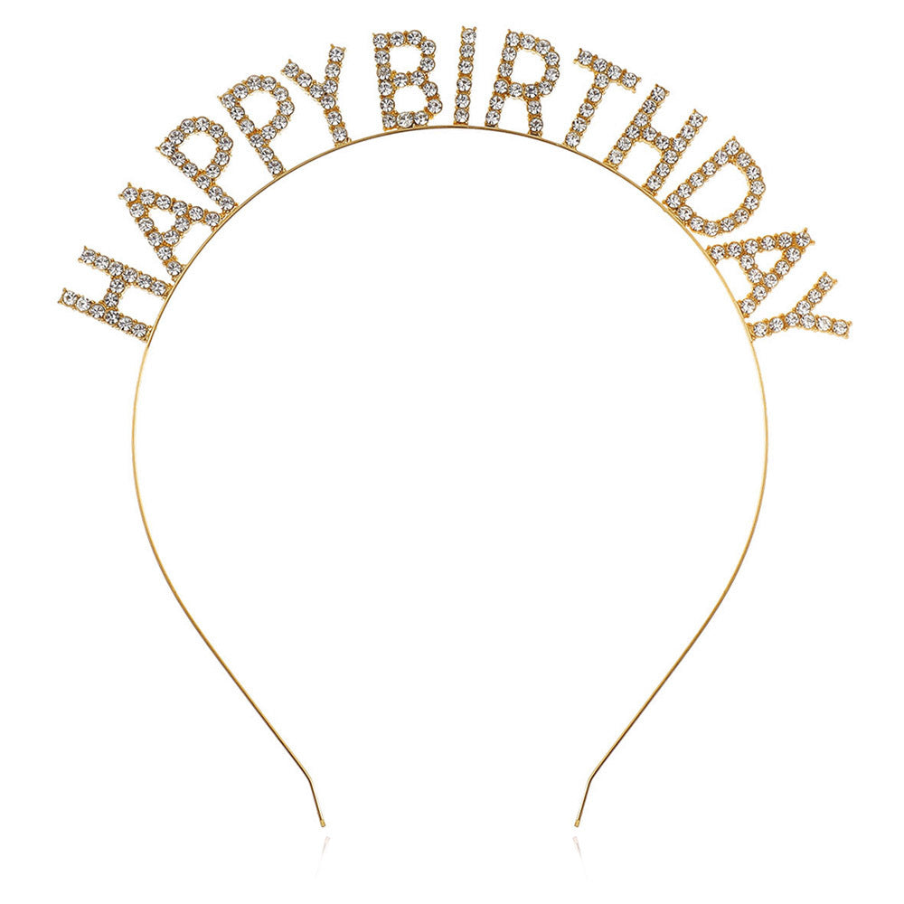 Ladies Glitter Headband with "Happy Birthday" Inscription Bowlift