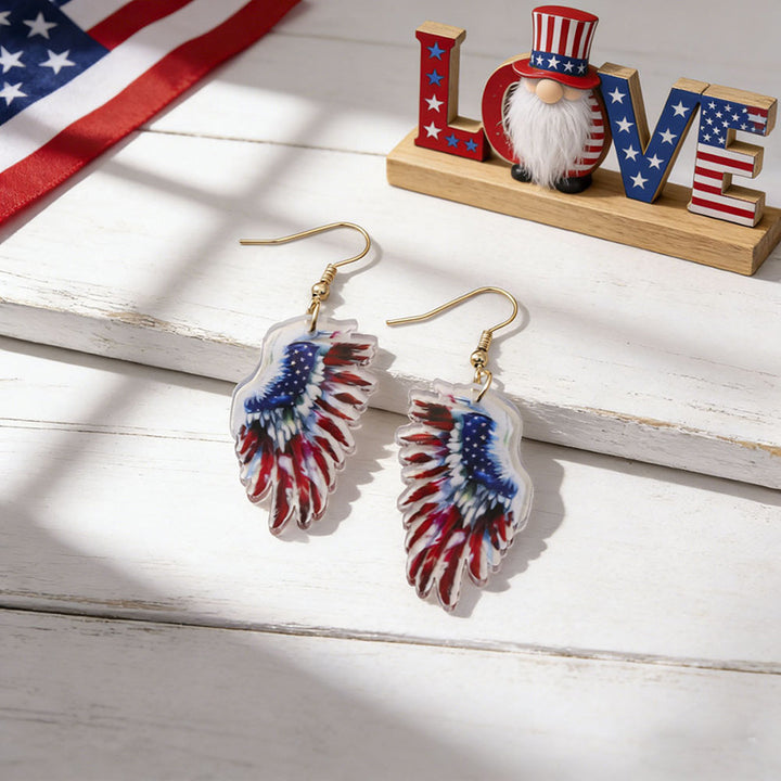 Women's eye-catching statement earrings made of acrylic with patriotic bow pendant Bowlift