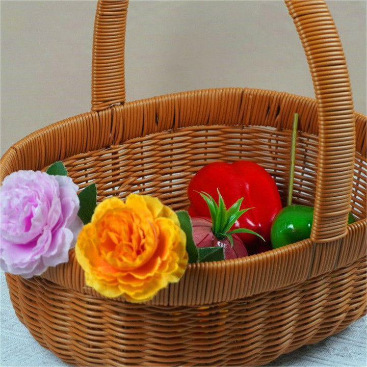 Handwoven Round Wicker Storage Basket Bowlift