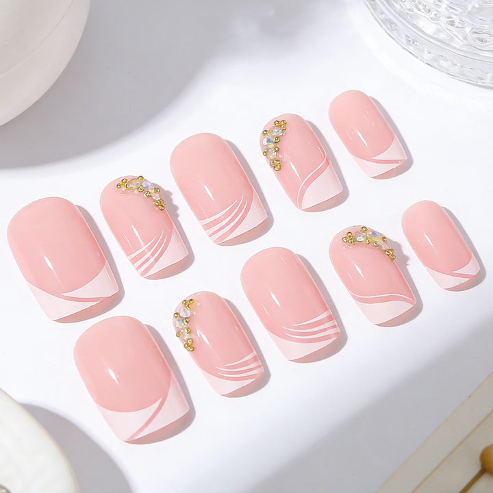 Elegant French Tip Press-On Nail Art Bowlift