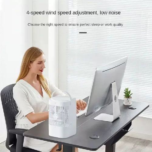 Unisex universal size portable evaporative table fan with handle and adjustable multi-speed fan Bowlift