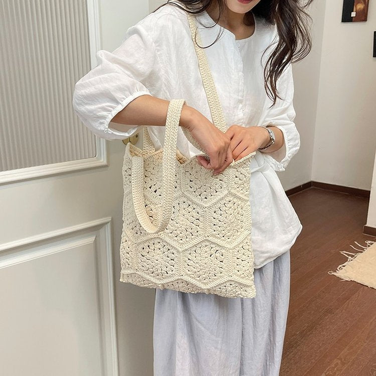 Handwoven shopping bag with unique hexagon pattern Bowlift
