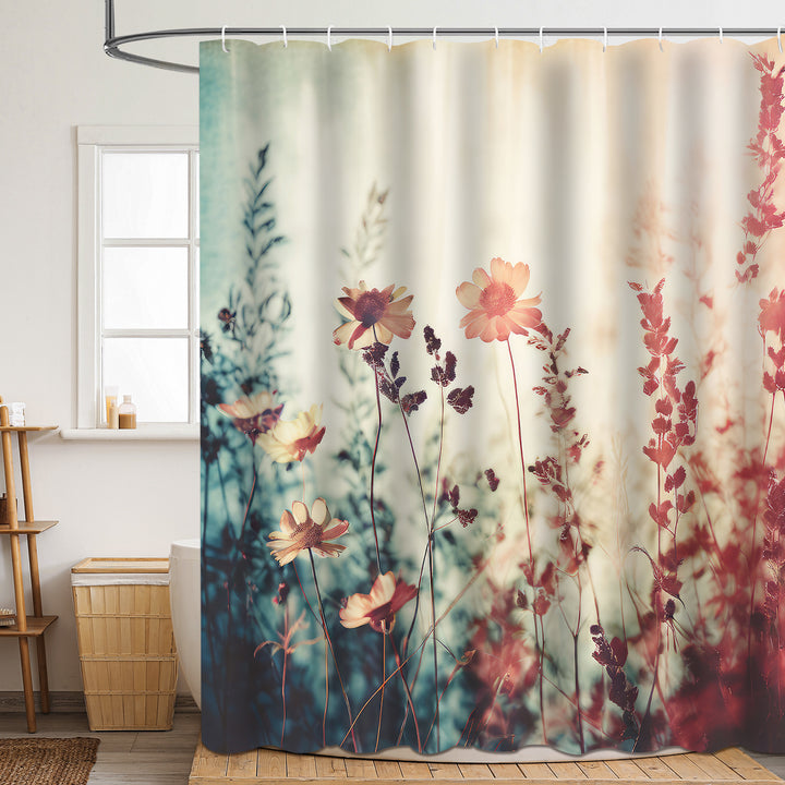 Floral Patterned Bathroom Shower Curtain Bowlift