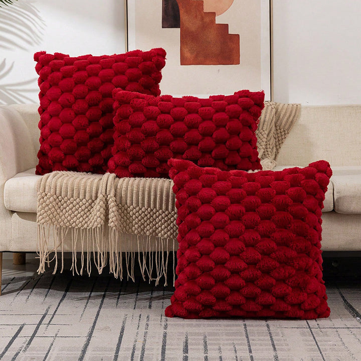 Plush Honeycomb Textured Throw Pillow Cover Set Bowlift