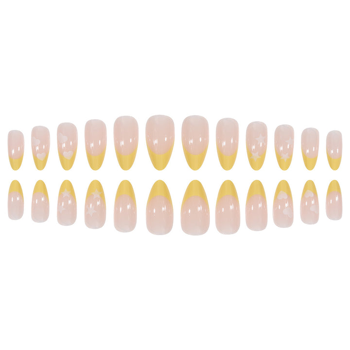 Elegant Stiletto Press-On Nails with Heart and Star Patterns Bowlift