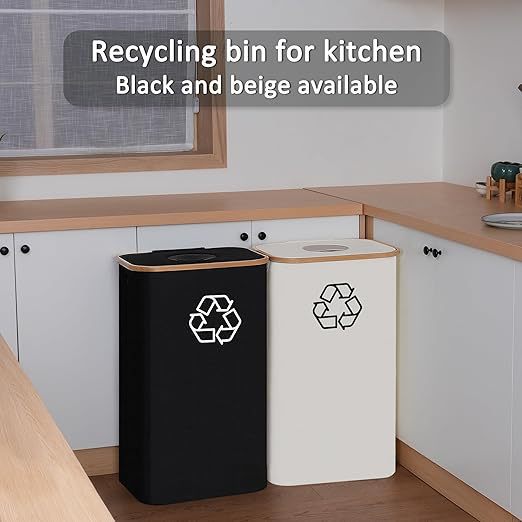 Elegant recycling bin with removable lid and compartments Bowlift