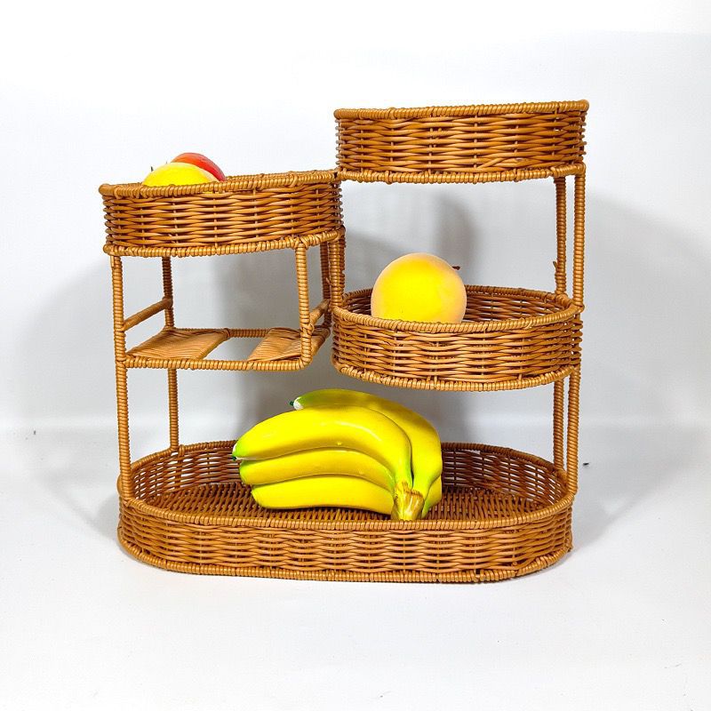 Unisex Rattan Shelf with Three Levels Bowlift