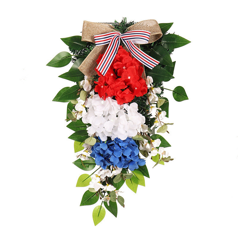 Women Decorative Wall Wreath with Colorful Artificial Flowers and Bow Bowlift