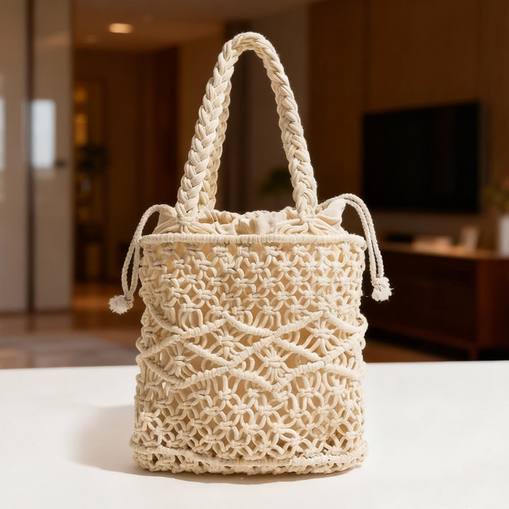 Hand-knotted macrame shopping bag Bowlift