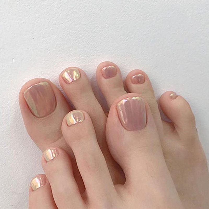 Glossy Press-On Toe Nail Set Bowlift