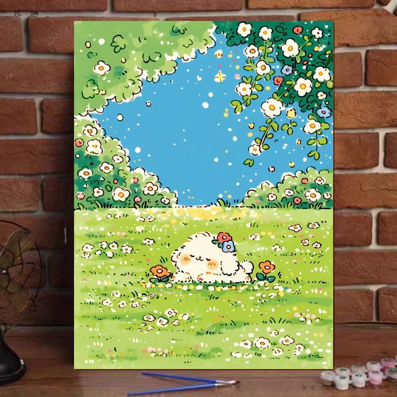 Cute Cat Illustration Canvas Art Print Bowlift