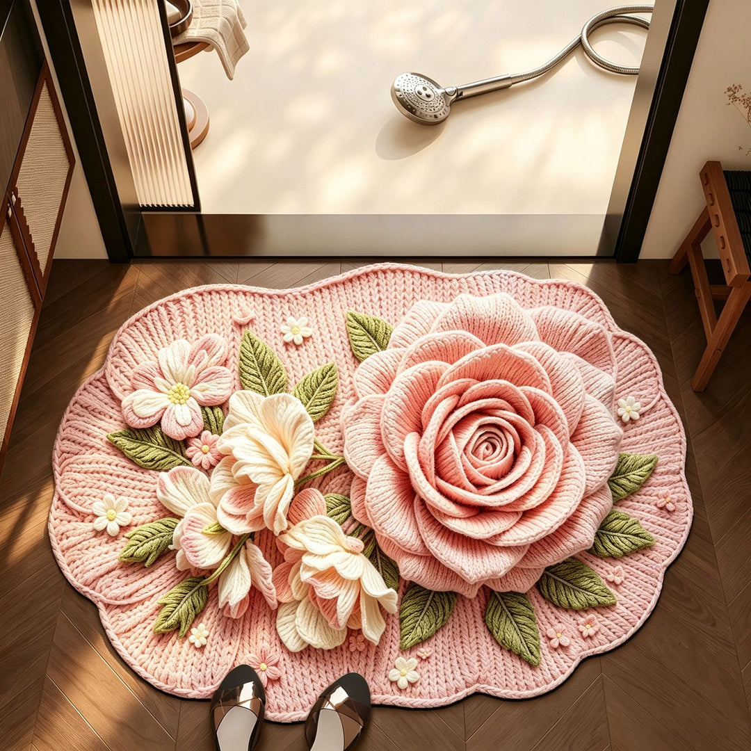 Floral Design Bathroom Mat Bowlift