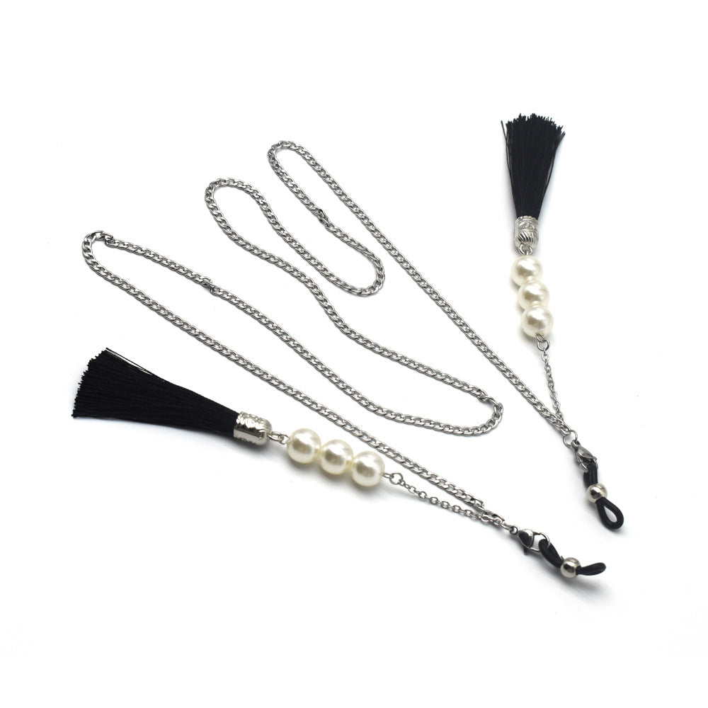 Elegant Tassel Pearl Eyewear Holder Bowlift