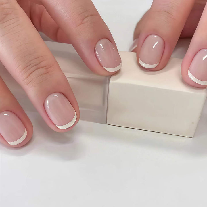 Classic French Tip Press-On Nail Set Bowlift