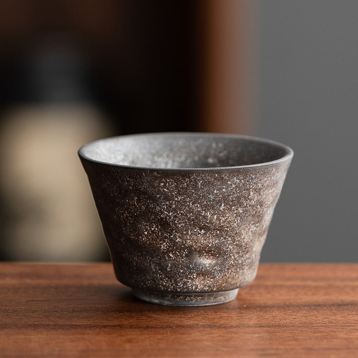 Handcrafted Rustic Ceramic Tea Cup with Textured Glaze Gift Box Bowlift