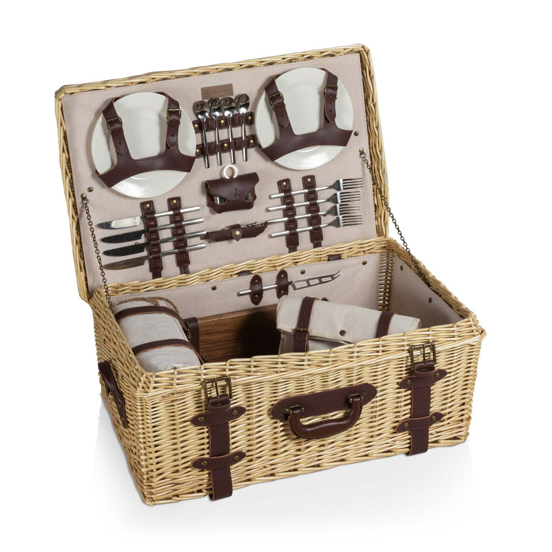 Women's stylish picnic basket with integrated dinnerware set and practical compartments Bowlift