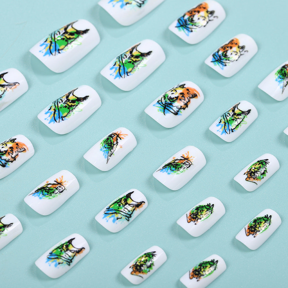 Artistic Animal Motif Press-On Nail Set Bowlift