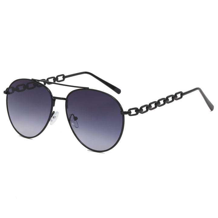 Women's Oversized Sunglasses with Fashionable Chain Frame Bowlift
