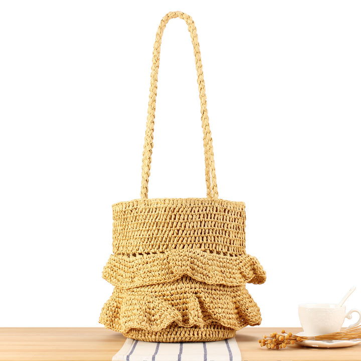 Fashionable Braided Bag with Ruffles Bowlift