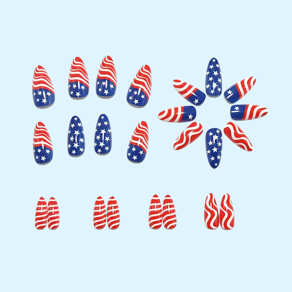 Creative artificial nails with patriotic design Bowlift