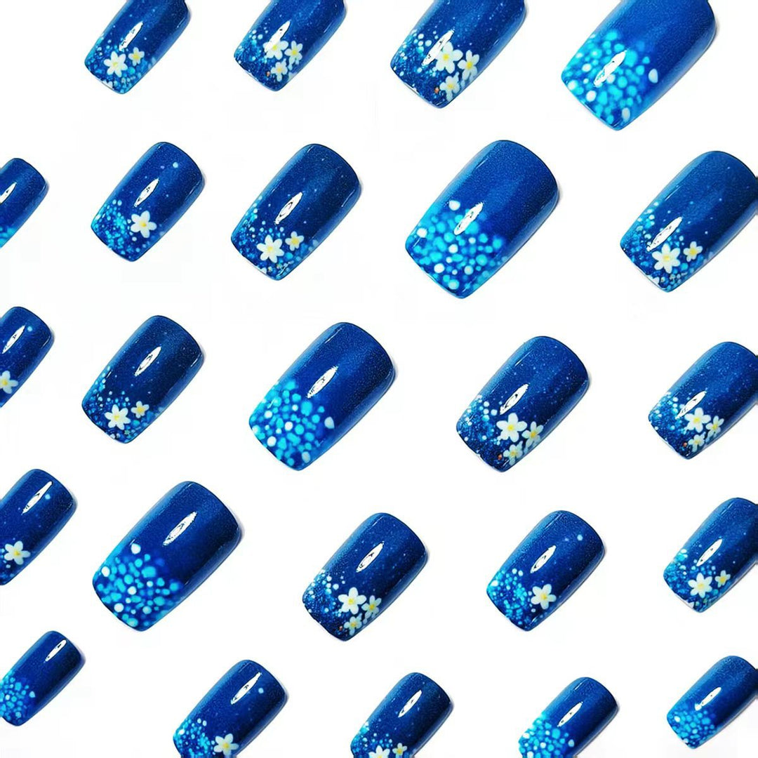 Floral Glittered Nail Art Bowlift