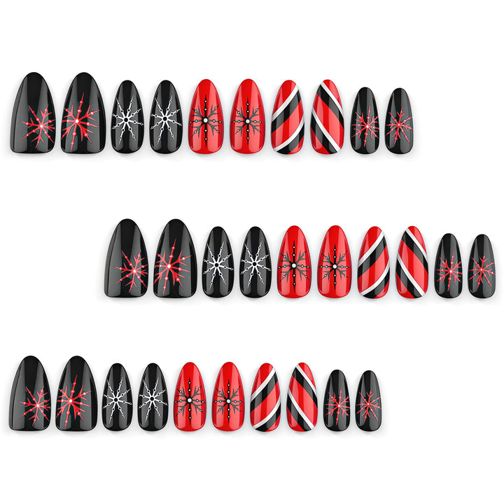 Artificial nails in modern stiletto design with graphic accents Bowlift