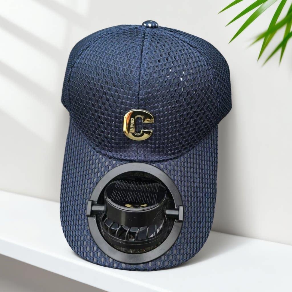 Breathable baseball cap with rechargeable fan in the visor and mesh insert Bowlift