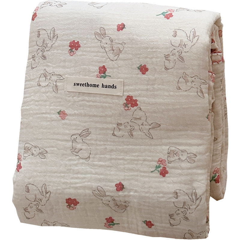 Unisex Cozy Muslin Blanket with Cute Rabbit Design Bowlift
