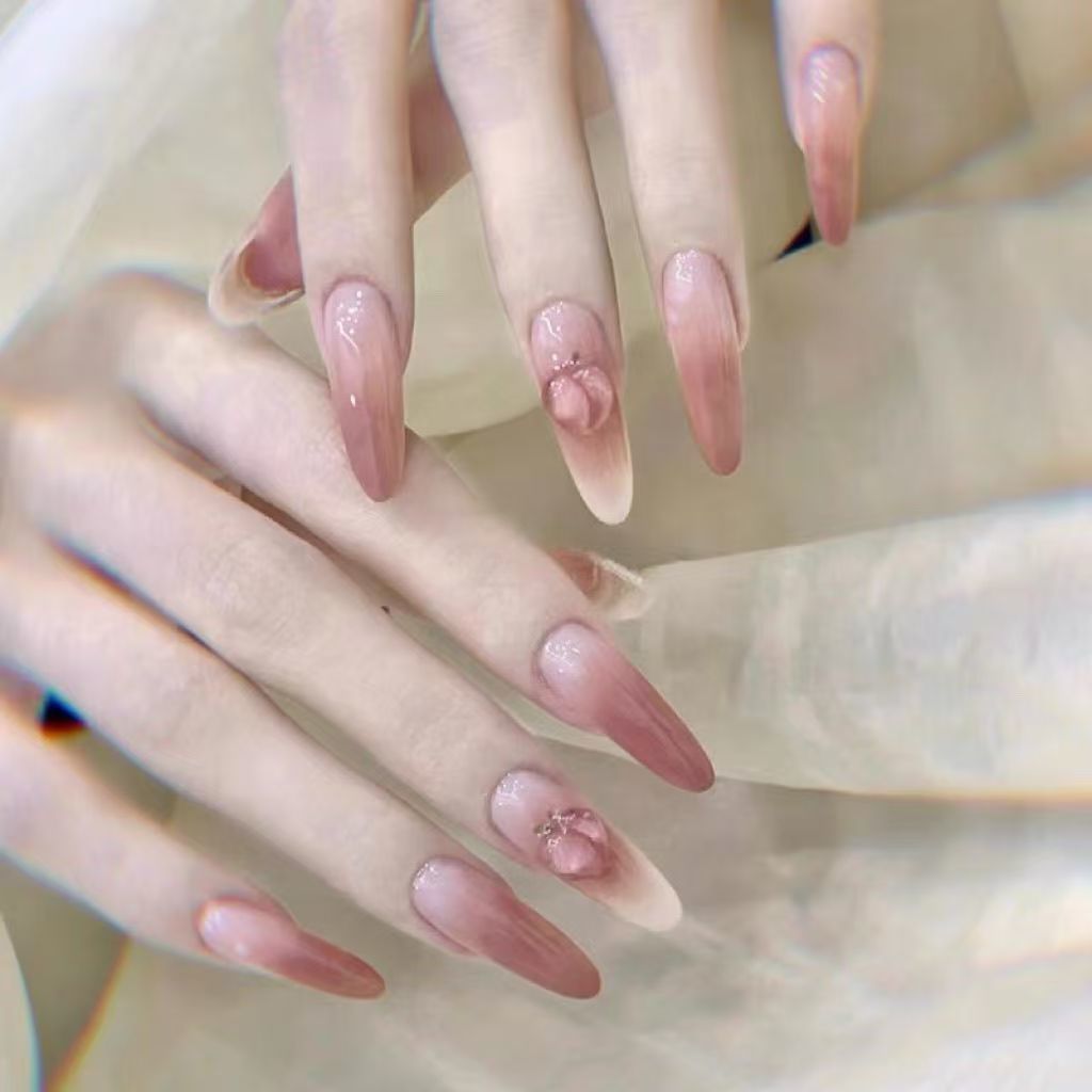 Artificial nails in elegant ombre design with fruit accents Bowlift