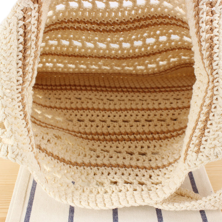 Hand-knotted shoulder bag with maritime stripe pattern Bowlift