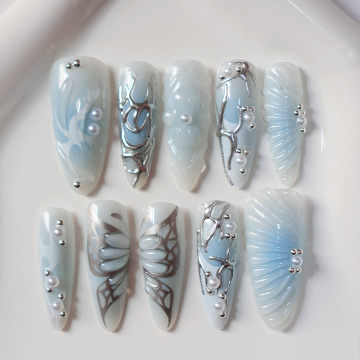 Artistic Press-On Nail Design Bowlift