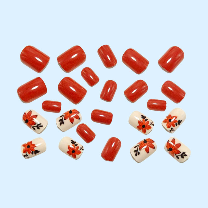 Artificial nails with floral autumn motifs Bowlift