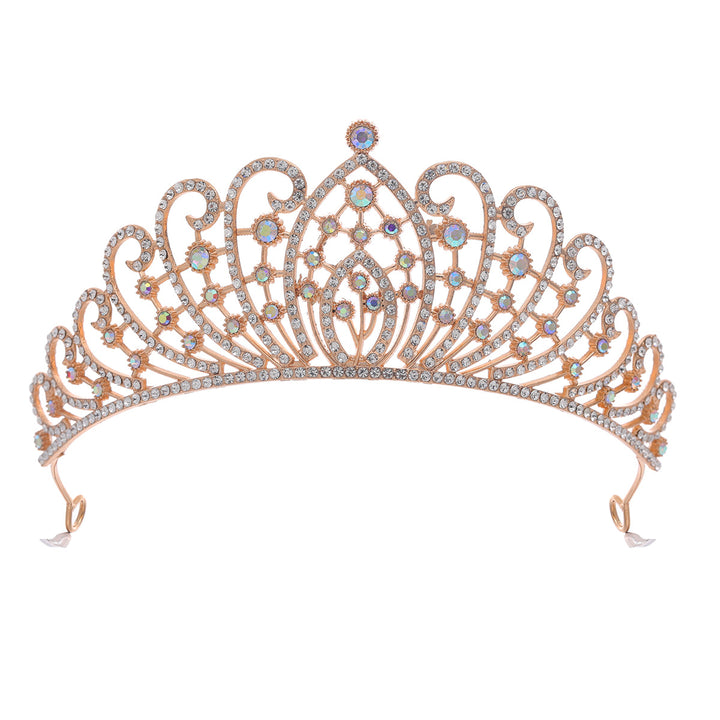 Ladies Elegant Rhinestone Tiara with Floral Details Bowlift
