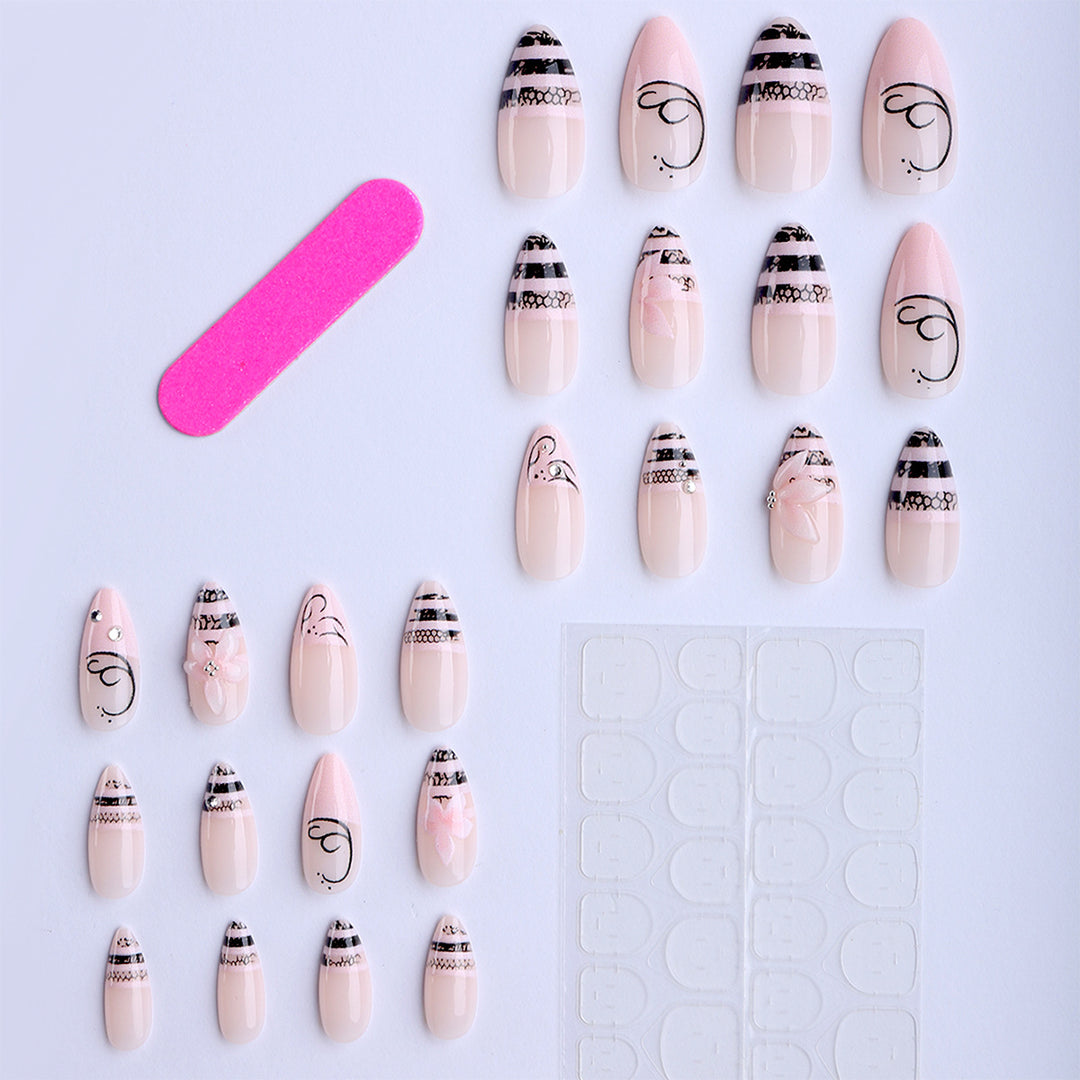 Artful Nail Extensions with Elegant 3D Decorations Bowlift