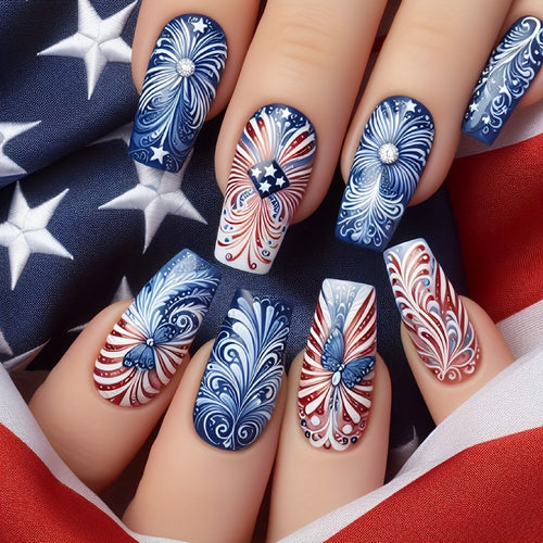 Patriotic Nail Art Design Bowlift