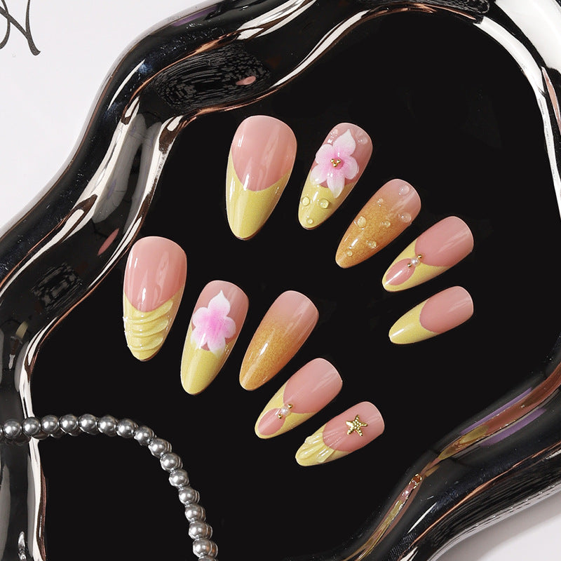 Artistic Floral Tip Press-On Nails Bowlift