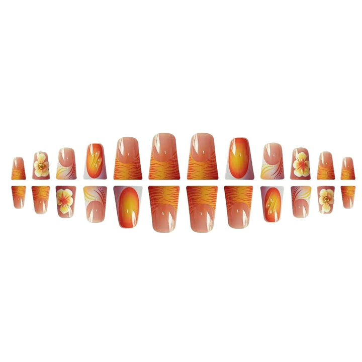 Artistic Floral Press-On Nail Design Bowlift