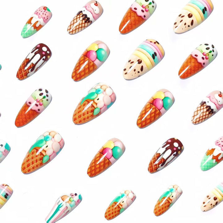 Artistic Ice Cream Cone Nail Art Bowlift