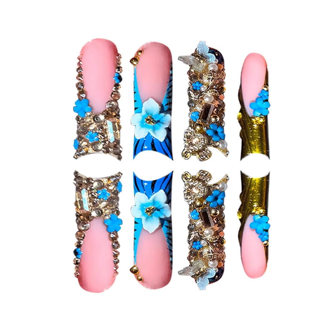 Exquisite Crystal-Embellished Nail Art Extensions Bowlift