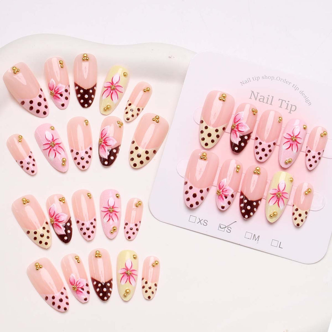 Artistic Floral Press-On Nail Tips Bowlift