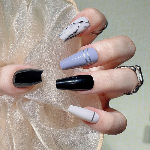 Artistic French Tip Press-On Nails Bowlift