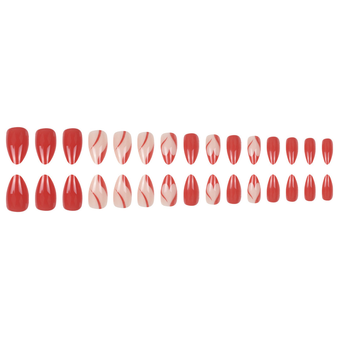 Elegant Stiletto Press-On Nails with Artistic Graphic Design Bowlift