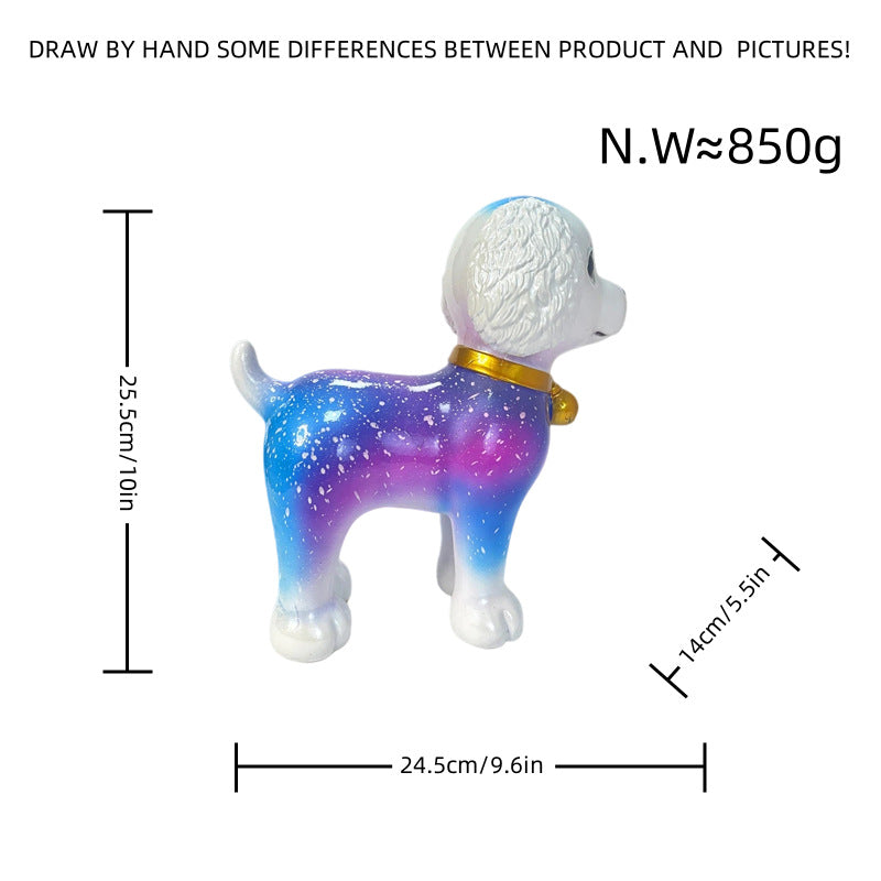 Artful dog sculpture with colorful design Bowlift
