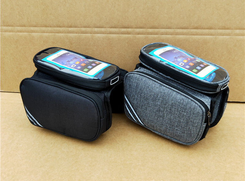 waterproof bike handlebar phone bag with touchscreen top and spacious dual compartment and reflective accents Bowlift